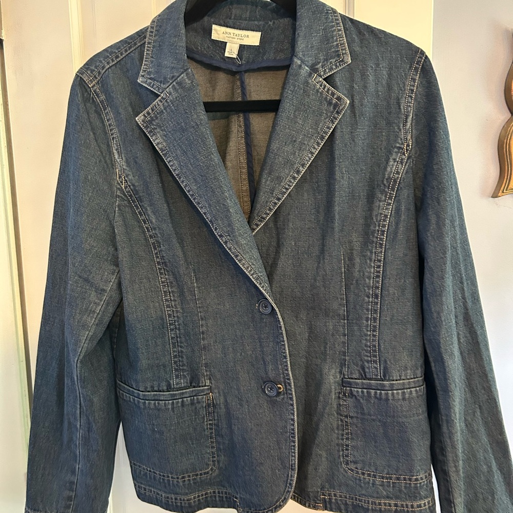 Ann Taylor Denim Blazer Jacket - Blue